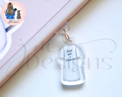 Carpenter T-Shirt Acrylic Clear Dust Plug | Phone Charm | Kindle Charm | Phone Accessories
