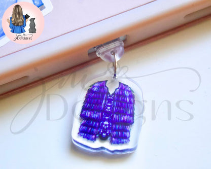 Fringe Jacket Bodysuit Acrylic Clear Dust Plug | Phone Charm | Kindle Charm | Phone Accessories