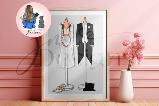 Show Girl And Baller Outfit Illustration | Fashion Illustration Print | A4 & 5x7 Print