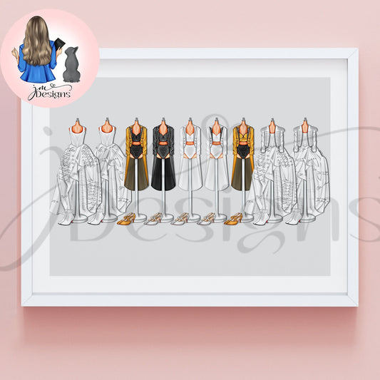 Poet Lineup Outfit Illustration | Fashion Illustration Print | A4 & 5x7 Print