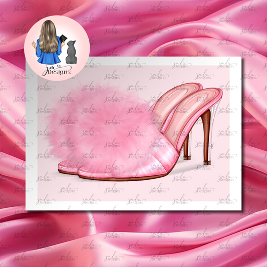 Life In Pink Fluffy Heels Art Print
